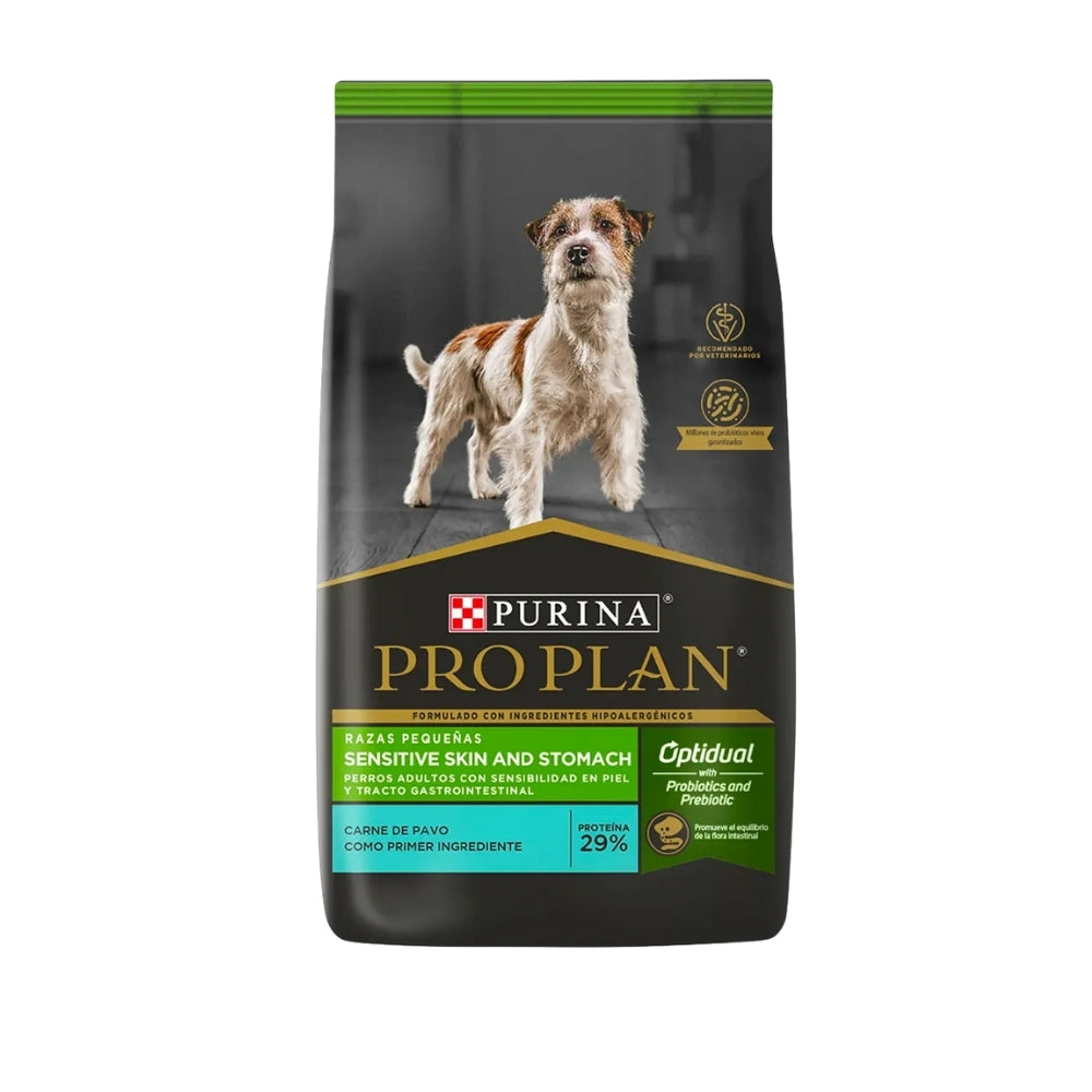 Pro Plan Sensitive Skin and Stomach Adultos Razas Pequeñas de Pavo