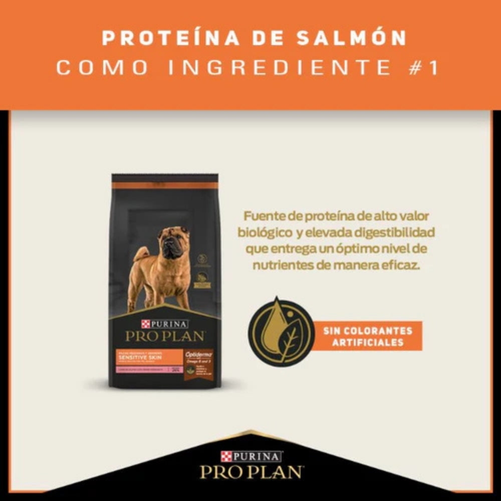 Pro Plan Sensitive Skin Adultos Razas Medianas y Grandes de Salmón