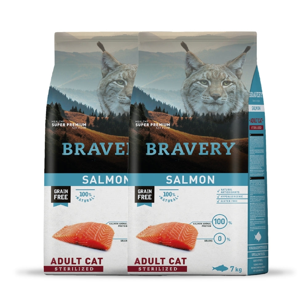 Bravery Adult Cat Sterilized Salmon – 2 bolsas
