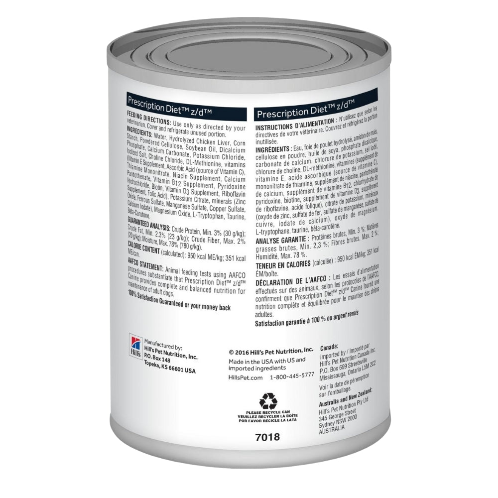 Hills PD Canine z/d Food Sensitivities lata