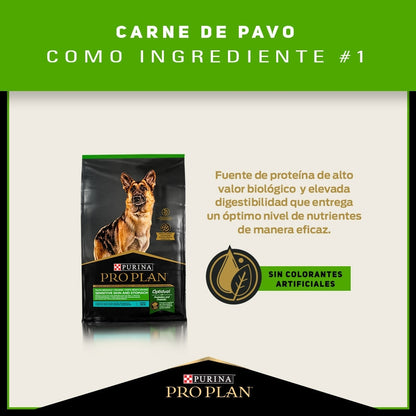 Pro Plan Sensitive Skin and Stomach Adultos Razas Medianas y Grandes de Pavo