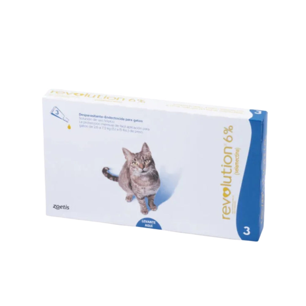 Revolution para Gatos 6% (2.5 a 7.5 Kg.) (Azul) – Caja X 3 Pipetas