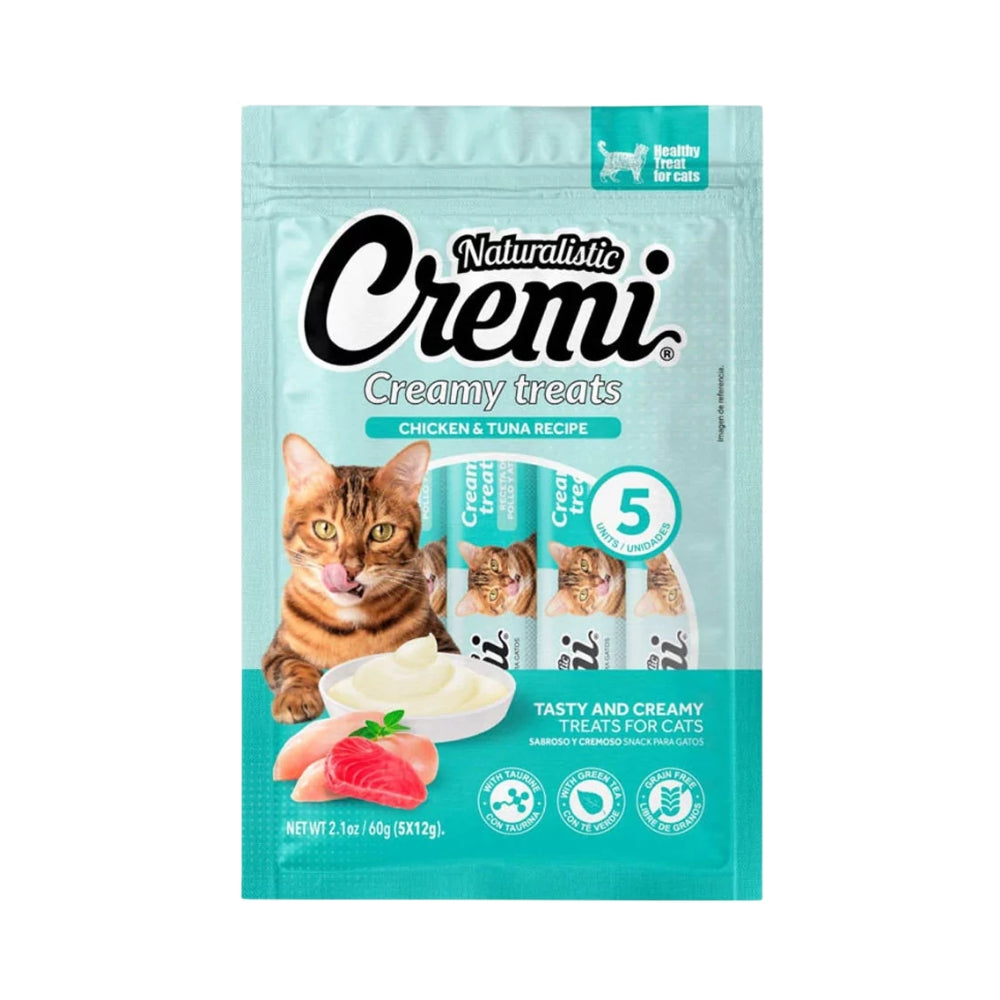 CREMI CHICKEN & TUNA RECIPE 12 GR X 5 UND - SNACK PARA GATO - POLLO Y ATÚN