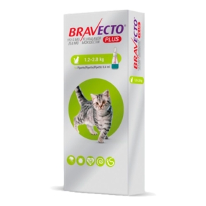 Bravecto Plus gatos (1.2 – 2.8 kg) – 0.4 ml.